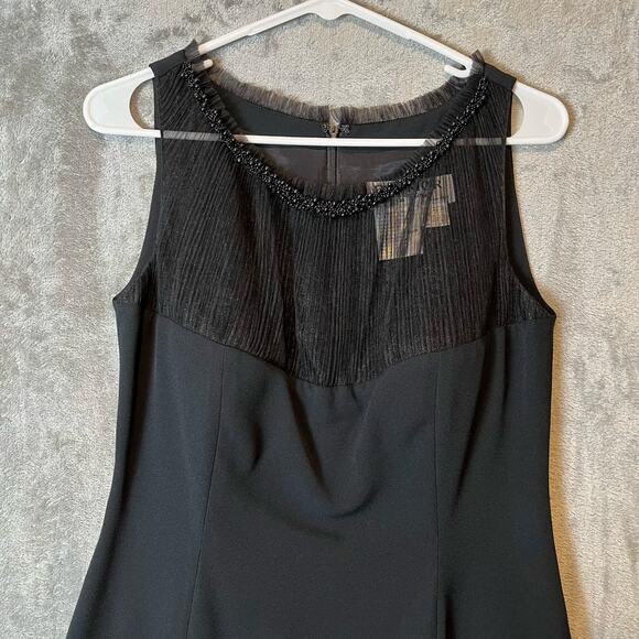 Daymor Couture Black Sleeveless Sheer Beaded Neck Dress Size 4 Women's - Picture 2 of 6